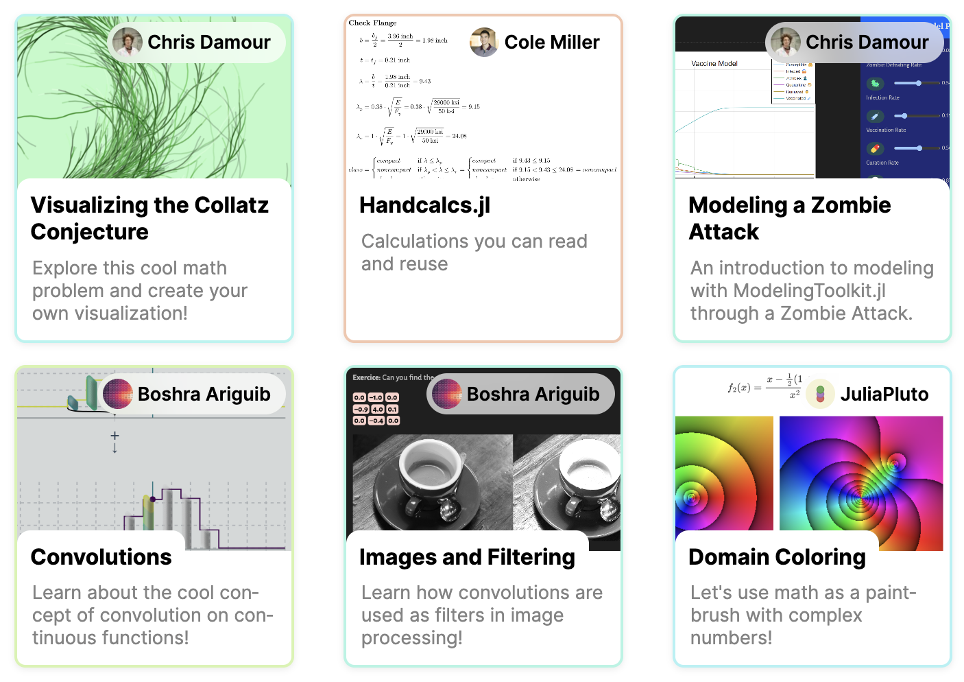 screenshot of a couple of featured notebooks